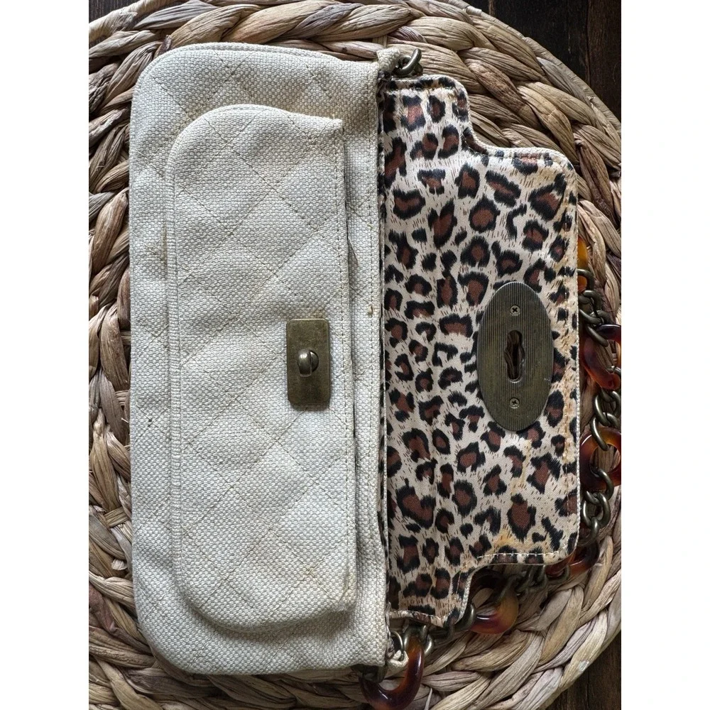Steve Madden Y2K Quilted Shoulder Bag Tortoise Chain Strap Tan